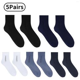 Men's Socks 5Pairs Business Mens Summer Ultra-thin Stockings Ice Silk Mid-tube Male Cool Casual Short Crew