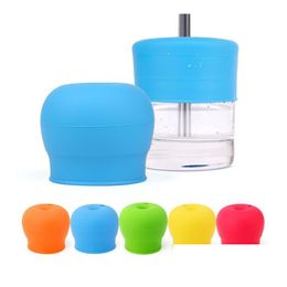 Drinkware Lid Anti Spill Leakage Elasticity Sile St Cup Er Baby Child Drinking Water Training Infant Drink Colourf Drop Delivery Hom Dhq4N