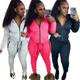Women's Two Piece Pants 2023 Drawstring Sweatpants And Zipper Sweatshirts Hoodie Spring Clothes For Women Sweatsuit Set Tracksuit Jogger