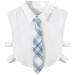 Bow Ties Children White Shirts Half Top Style Fake Collar With Necktie For Graduation PerformanceBow