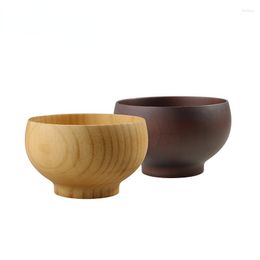 Bowls 1 Pc Japanese Style Wooden Bowl Rice Salad Noodle Soup Container Kitchen Supplies Creative Jujube Bol De Madera