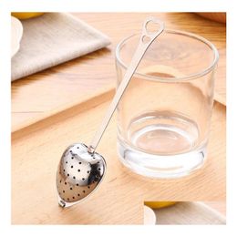 Coffee Tea Tools Heart Shaped Stainless Steel Infuser Spoon Strainer Steeper Handle Shower Creative Sn1109 Drop Delivery Home Gard Dhn9J