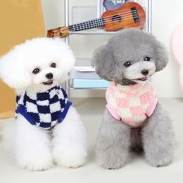 Dog Apparel Pet Sweater Two-legged Non-allergic Keep Warm Checkerboard Fleece Clothes Vest For Teddy