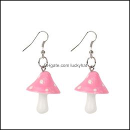 Dangle Chandelier Fashion Women Sweet Fresh Handmade Plastic Simation Mushroom Long Pendant Earring Jewelry Accessories Gift Drop Otwzq