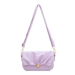 Shoulder Bags Womens Trend Handbags Purple Simple Folds Design Luxury Messenger Bag Female Small Crossbody for Women 230113