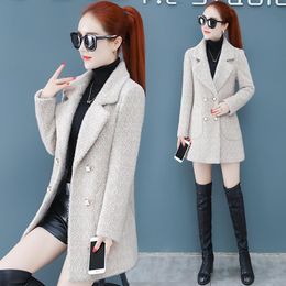 Women's Wool & Blends 2023 Imitation Mink Velvet Woollen Coat Women Mid-Length Autumn Winter Fashion Jacket Loose Female Overcoat Tide G1784