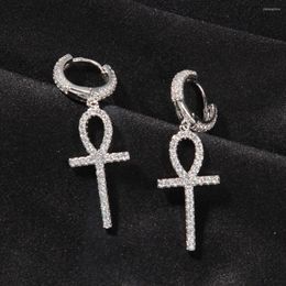 Stud Earrings Huitan Stylish Arrow Cross-shape Drop For Women/Men Dazzling Crystal Zirconia Hiphop Party Female/Male Fashion