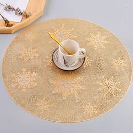 Table Mats 4/6pcs Round Snowflake Hollow Placemat Christmas Dining Decor PVC Household Heat Insulation Pad El Diner Mat