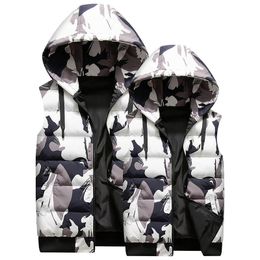 Men's Vests Fashion Autumn Winter Double Sided Waistcoat Men Cotton Vest Youth Thickened Coat Jacket Camouflage Print Plus Size S-3XL4XL