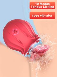 Anal Toys Powerful Rose Vibrators Female Tongue Licking Clitoris Stimulator Vagina Massager Adults Intimate Goods Sex For Women 230113