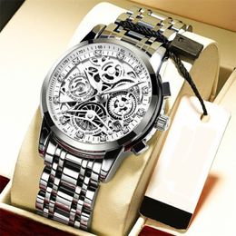Wristwatches Flywheel Rotating Window Mens Watches Luxury Fashion Luminous Auto Date Men Quartz Watch Waterproof Male Clock relogios Relogio 230113