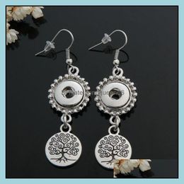 Charm Tree Of Life Metal 12Mm Snap Button Charms Earrings Jewelry For Women Girl Drop Delivery Dh6Yx