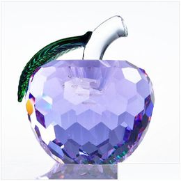 Party Favor 40Mm Cut Crystal Apple Paperweight Glass Quartz Crafts Home Decor Fengshui Ornaments Figurine Miniature Souvenir Gifts L Dhgf6