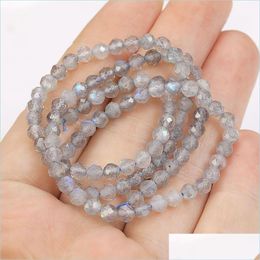 Charms M 4Mm Quality Faceted Labradorite Beads Charm For Beaded Bracelet Wholesale Natural Stone Diy Jewelry Accessories Drop Delive Dhzwf