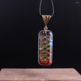 Pendant Necklaces S 2Pcs/Lots Organ Necklace Energy 7Chakra Gravel Crystal Healing Resin Amulet Magnetic Female Jewelry