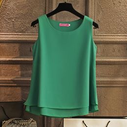 Women's Blouses & Shirts Summer Tops Blouse Arrival 2023 Sleeveless O-Neck Chiffon Plus Size 5XL 4XL Casual Shirt For Girl ShirW