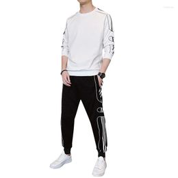 Men's Suits Men's Tracksuit Solid Colour Leisure Trend Long-sleeved T-shirts And Pants