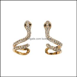 Stud Exaggeration Rhinestone Snake For Women Party Crystal Statement Post Earrings Fashion Ear Jewellery Drop Delivery Otory