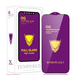 Golden Armor tempered glass Screen Protectors OG 9H Premium Full Glue Coverage for iPhone 15 14 PRO MAX 13 A51 A32 adhesive glue protective film package box