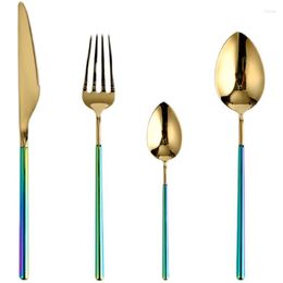 Dinnerware Sets Stainless Steel European Cutlery Set Luxury Creativity Eco Friendly Western Fork Knife Reusable Servies Table Art EK50DS