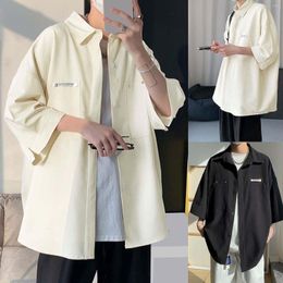 Men's Casual Shirts Male Summer Solid Ity Trend Shirt Mens Turn Down Collar Men's Clothes Holiday Beachwear Geometric