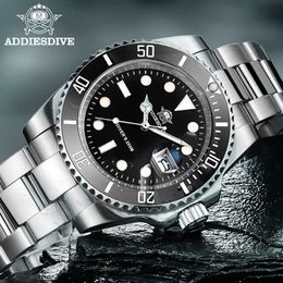 Нарученные часы Addiesdive Mens Luxury Quartz Watch 200M Diver Watchs 41 -мм календарь керамической рамки.