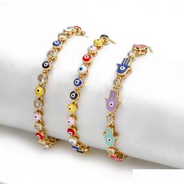 Charm Bracelets Fashion Jewelry Enamel Evil Eye Bracelet Colorf Blue Eyes Adjustable Drop Delivery Dhgjx