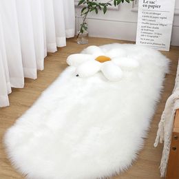 Carpet Oval Fluffy Living Room Soft Faux Fur Plush Bedroom Bedside s Girl White Home Decoration Rugs Furry Floor Mats 230113