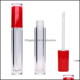 Packing Bottles New5Ml Clear Lipgloss Tubes Refillable With Big Brush Wand Lipstick Tube Foot Applicator For Women Girls Cosmetic Di Otngs