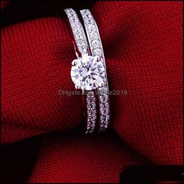 Band Rings Pretty Set For Women Men Ring Bijoux Femme Fashion Jewellery Crystal Engagement Wedding Drop Delivery Dhfmr