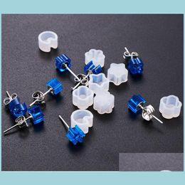 Moulds Mini Stud Earrings Sile Mould Crystal Epoxy Handmade Star Flower Shape Earring Pendant Ear Hook Diy Resin Jewellery Drop Delivery Dhucp