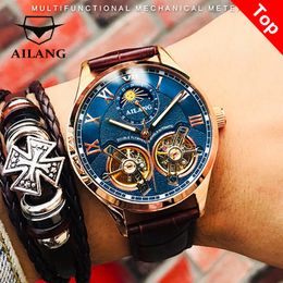 Wristwatches AILANG Original Design mens Double Flywheel Automatic Mechanical Watch Fashion Leisure Business Luxury Clock 230113