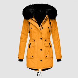 Women's Down Winter Jacket Women Long Padded Coat Warm Outwear Fur Lined Parkas Hooded Thick Overcoat Vintage Clothes T3