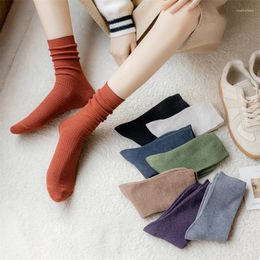 Women Socks Women's Autumn Winter Casual Solid Colour Breathable Long Female Plain Japanese Style Ladies Pile Comfort