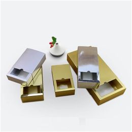 Gift Wrap Luxury Bright Golden Sier Paper Sliding Box 5 Sizes Cardboard Der Boxes For Lipstick Per Bottles Makeup Wedding Party Drop Dhqi5