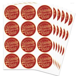 Gift Wrap 10Sheets 2 Inches Merry Christmas Bronzing Sticker Party Holiday Decoration Baking Envelope Label