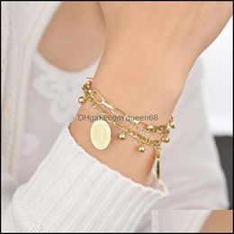 Chain Virgin Mary Pendant Bracelet Bracelets Charms Catholic Christian Jewellery Stainless Steel Drop Delivery Dhy2X