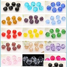 Glass 6Mm Ball Faceted Crystal Spacer Austria Section Beads Loose Round For Jewelry Making 17Colors Drop Delivery Dhfpq