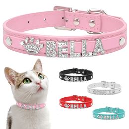 Cat Collars Leads Personalized Collar Puppy Small Dogs Custom for Chihuahua Yorkshire Free Name Charms Accessories 230113