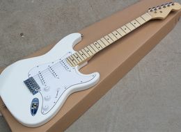 Factory Wholesale White Electric Guitar with SSS Pickups Maple Fretboard White Pickguard Can be customized as reques
