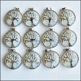 Charms Natural Stone Tree Of Life Opal Pendants Gem For Jewelry Accessories Necklace Earrings Marking Drop Delivery Findings Componen Otvl2