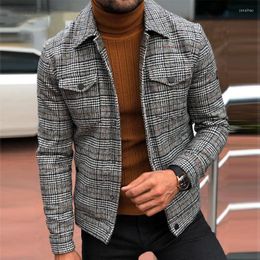 Men's Jackets Men's Jacket Blazers Fit Casual Fashion Autumn Plaid Coats Male Suit Top Elegant Luxury Clothing Costume Roupas Masculinas