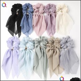 Hair Rubber Bands Fashion Elegant Hairbands Women Cute Bows Ring Head Hoops Girls Vintage Headbands Headwear Accessories Drop Delive Otn81