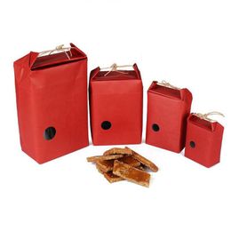 Gift Wrap Red Kraft Paper Rice Packaging Bag Tea Cardboard Bag/Weddings Food Storage Standing Packing Lx0832 Drop Delivery Home Gard Dhowq