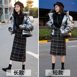 Skirts Swag Size High Waist Midi Long Wool Plaid Skirt For Women Winter Warm Elegant Office Lady Vintage Autumn Maxi