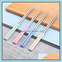 Chopsticks Ecofriendly Sier Stainless Steel 304 With Plastic Wheat St Handle 4 Colors Chinese Wholesale Drop Delivery Home Garden Ki Otyoq