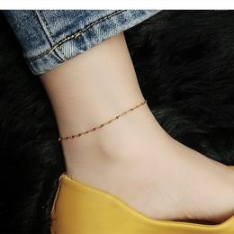 Anklets Rose Gold Color Stainless Steel Fish Lips Chain Anklet For Women Summer Beach Foot Jewelry On The Leg Minimalist Female