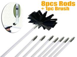 Flexible 8pcs Rods With 1pc Brush Head Chimney Cleaner Sweep Rotary Fireplaces Inner Wall Cleaning Brush Cleaner Chimneys Access 28382238