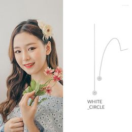 Stud Earrings Japanese And Korean S925 Sterling Silver Earline Fashion Tassel Long Round Horse Eye Female