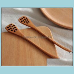 Spoons 18.5Cm Wood Honey Stirring Honeycomb Carved Honeydipper Flatware Rrb14670 Drop Delivery Home Garden Kitchen Dining Bar Ot8If